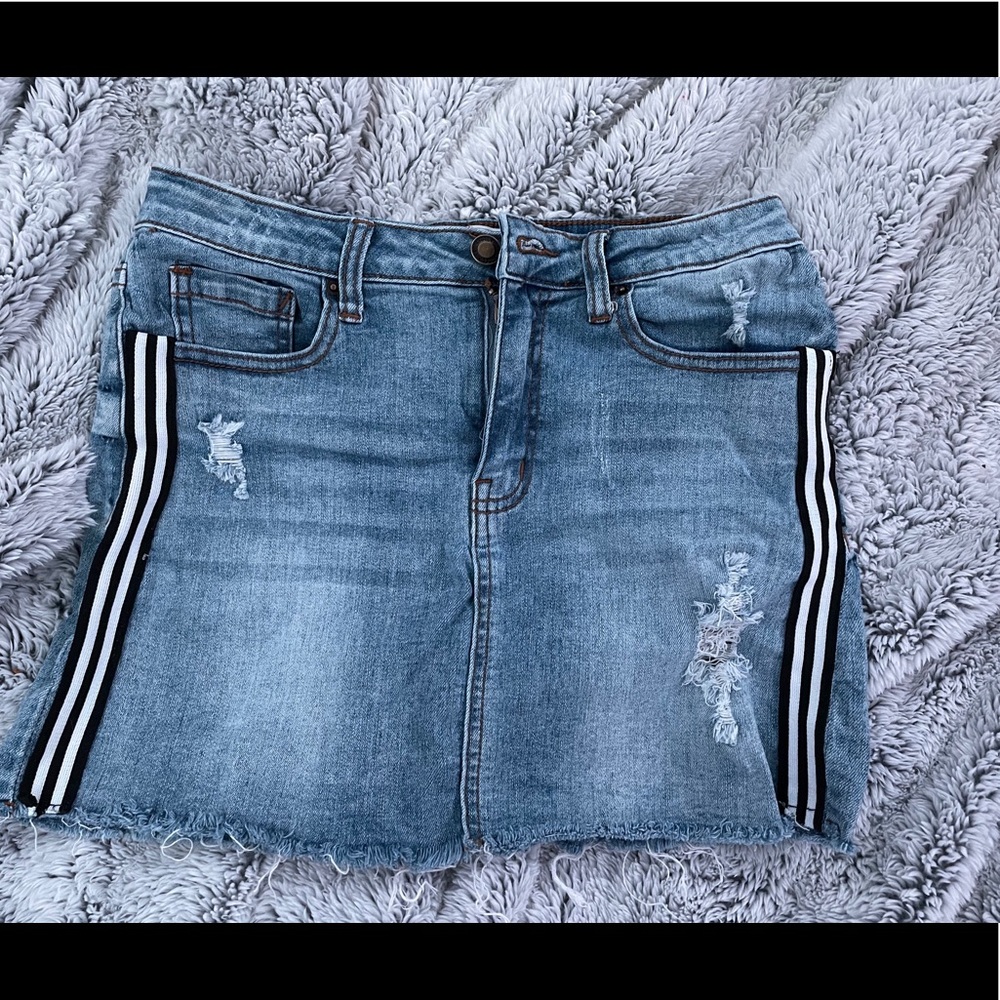 ripped jean skirt